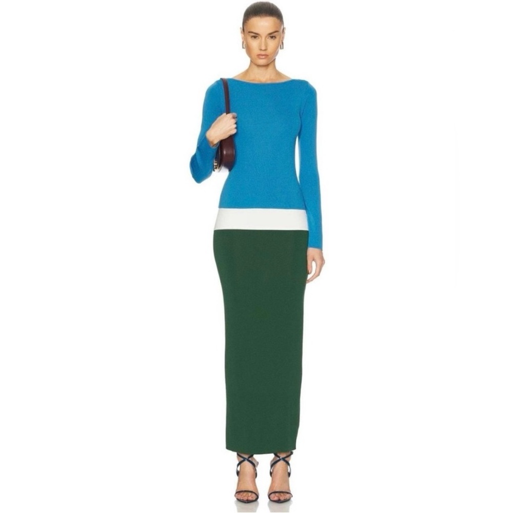 NWT Staud COLOR BLOCK LS CARILO MIDI DRESS Size S